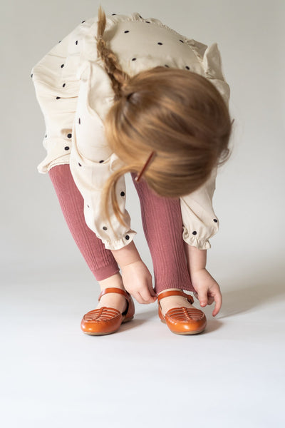 Mauve Cable Knit Footless Tights