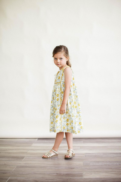 The Midi Dress in Mustard Flowers