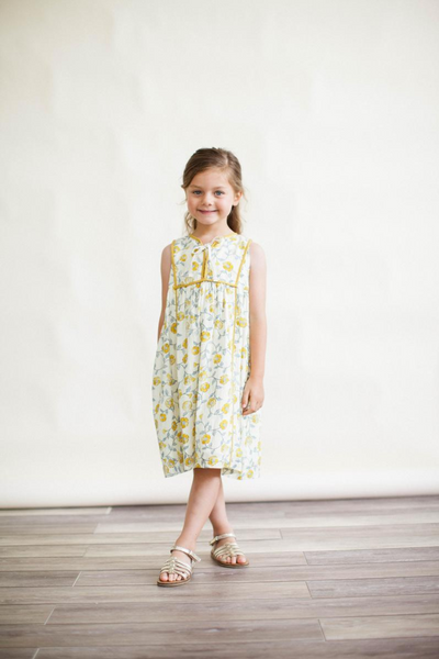 The Midi Dress in Mustard Flowers