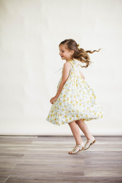 The Midi Dress in Mustard Flowers