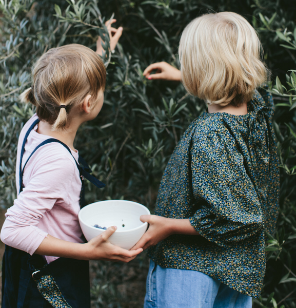 Dandelion Puff Blouse in Navy Flowers