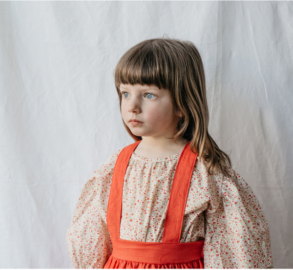 Dandelion Puff Blouse in Red Flowers