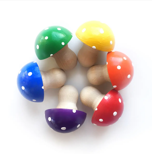 Wooden Rainbow Mushrooms