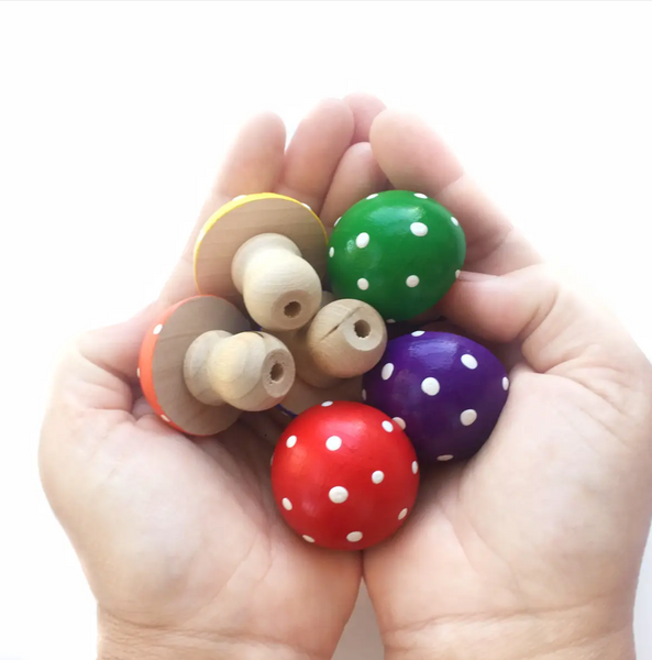 Wooden Rainbow Mushrooms