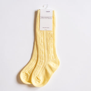 Cable Knit Knee High Socks in Lemonade