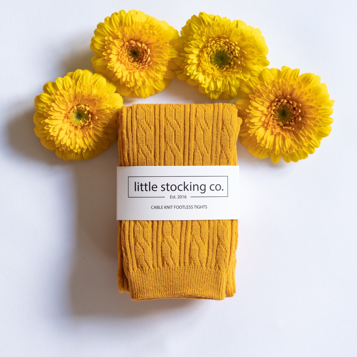 Marigold Yellow Cable Knit Tights Marigold Yellow Cable Knit Tights