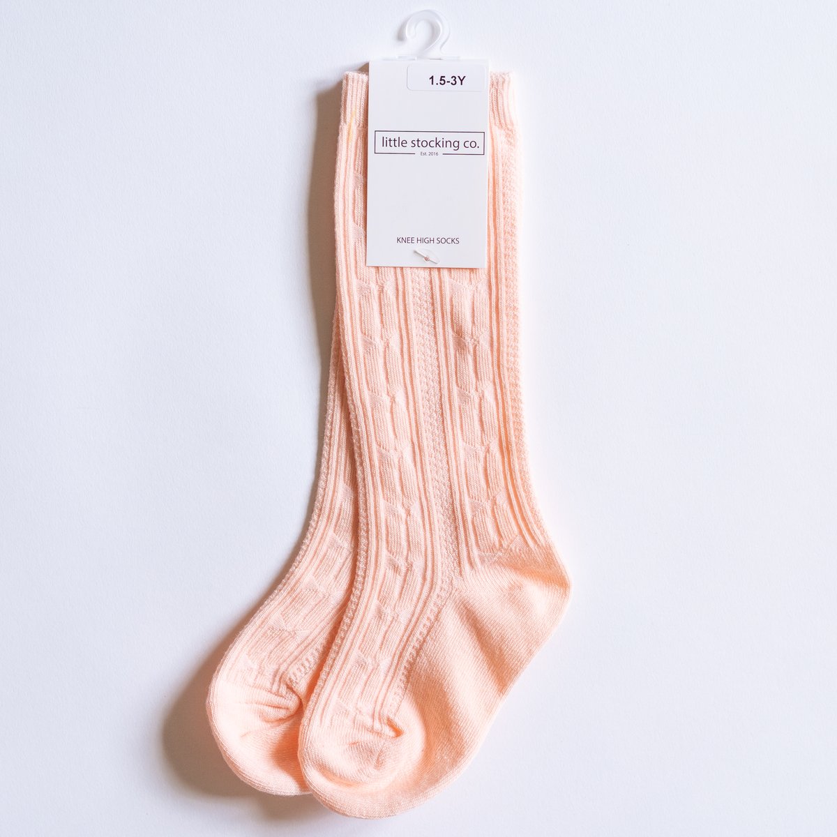Cable Knit Knee High Socks in Peach Blossom