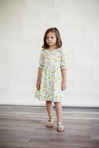 The Ivy Dress in Mustard Flowers