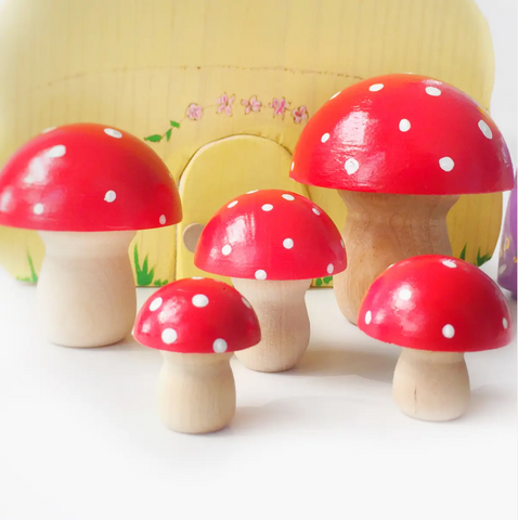 Wooden Mushroom Family Set