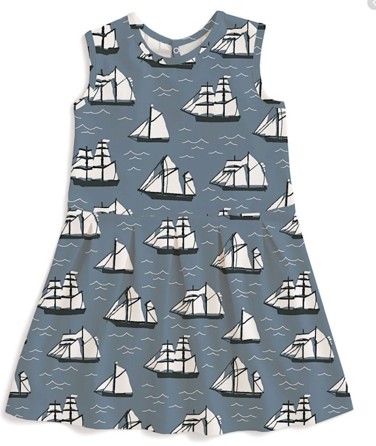 Winter Water Factory Essex Dress in Vintage Sailboats