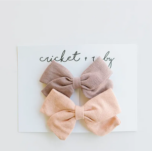 Linen Hair Bows in Blush and Lavender
